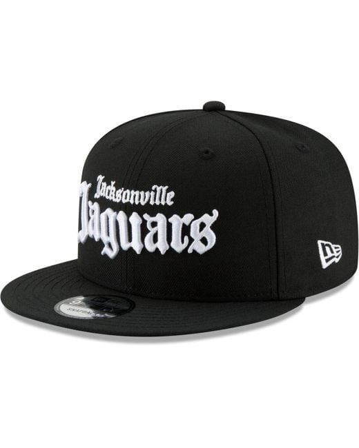 KTZ Black Jacksonville Jaguars Gothic Script 9fifty Snapback Hat for men