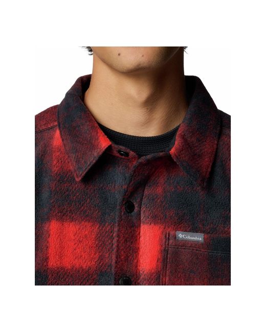 Columbia Red Steens Mountain Ii Plaid Fleece Shirt Jacket for men