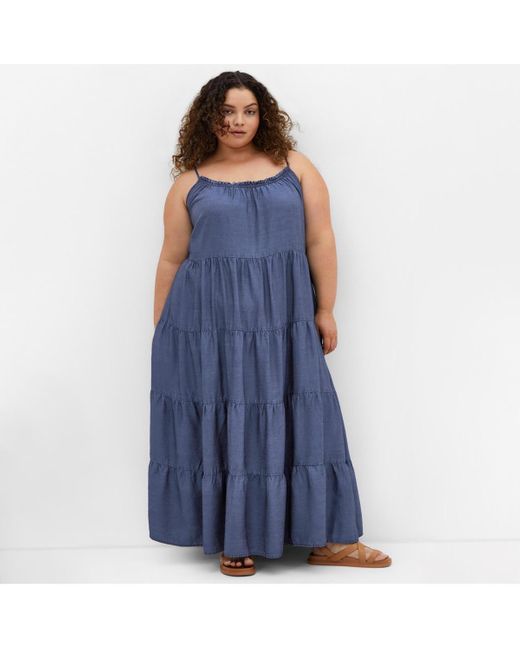 City Chic Blue Island Tier Maxi Dress