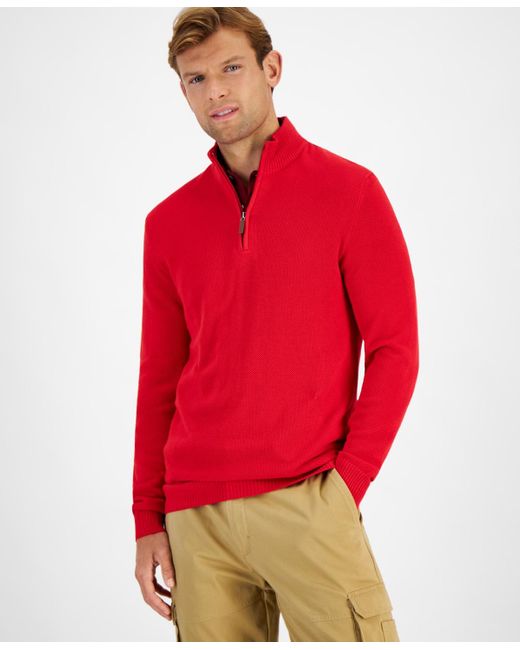 Club Room Quarter zip Textured Cotton Sweater for Men Lyst