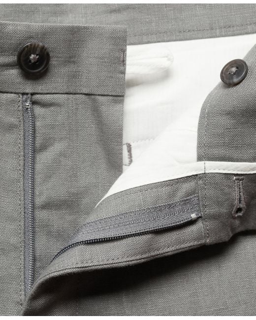 Mango Gray Slim Fit 100% Linen Bermuda Shorts for men