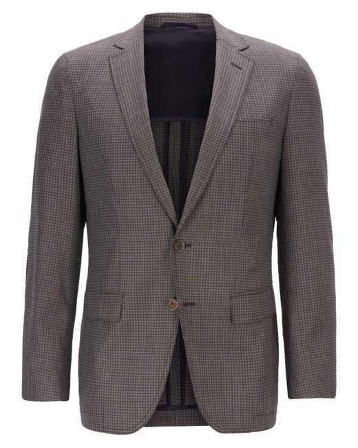 BOSS by Hugo Boss Multicolor Slim Fit Blazer In Checked Wool With Elbow Patches for men