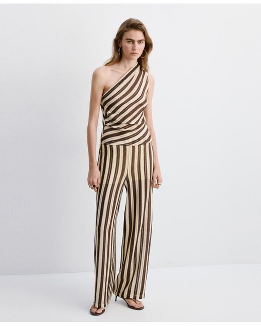 Mango Brown Stripes Knit Pants