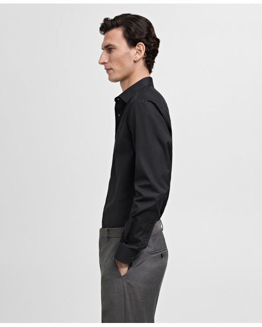 Mango Black Slim-fit Cotton Poplin Dress Shirt for men