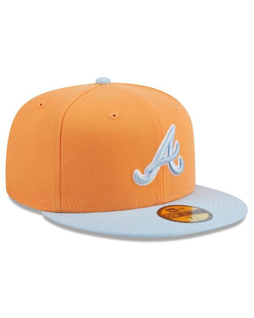 KTZ Orange/light Blue Atlanta Braves Spring Color Basic Two-tone 59fifty Fitted Hat for men