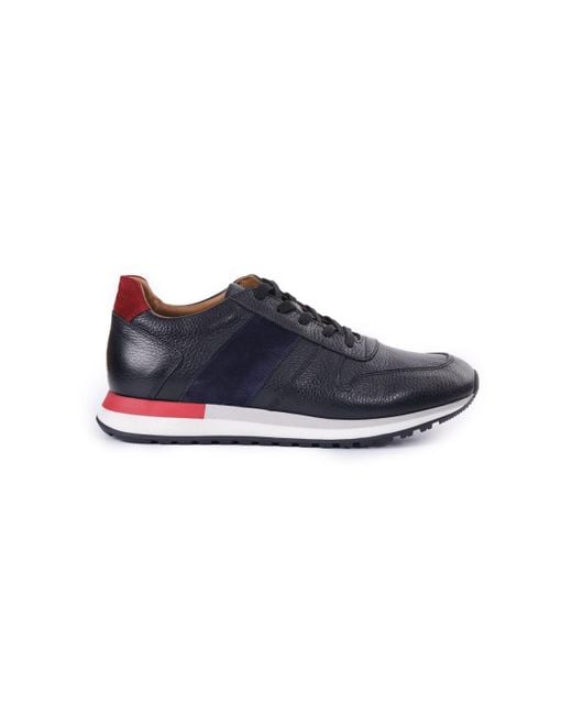 VELLAPAIS Cornata Black Pebbled Leather Comfort Fashion Sneaker in