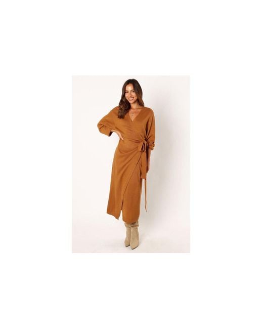 Petal & Pup Black Nova Wrap Knit Midi Dress