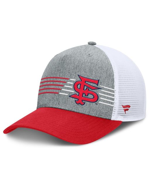 Fanatics White Heather Gray/red Fresno State Bulldogs Profile Trucker Adjustable Hat for men