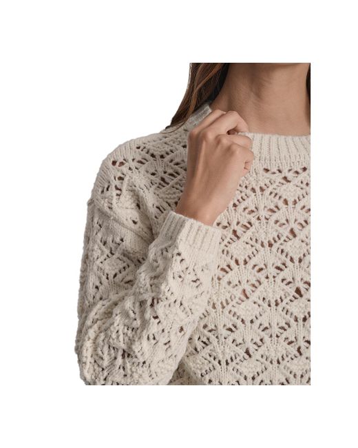 DKNY Blue Petite Pointelle Crewneck Sweater