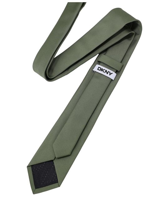 DKNY Green Satin Solid Slim Tie for men