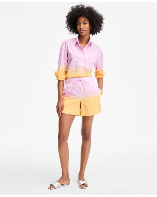 On 34th Orange Ombre Drawstring Shorts