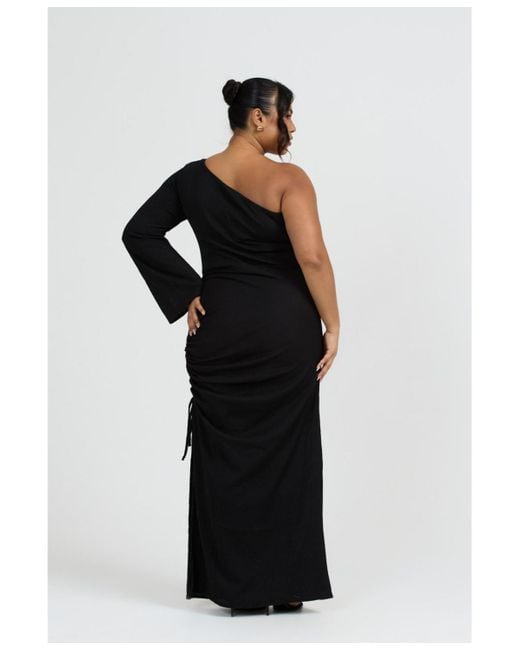 FASHION-SZN CURVE One Shoulder Flare Sleeve Maxi Dress in Black | Lyst FASHION-SZN CURVE One Shoulder Flare Sleeve Maxi Dress in Black | Lyst