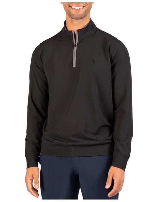 Tailorbyrd Black Micro Grid Performance Quarter Zip for men
