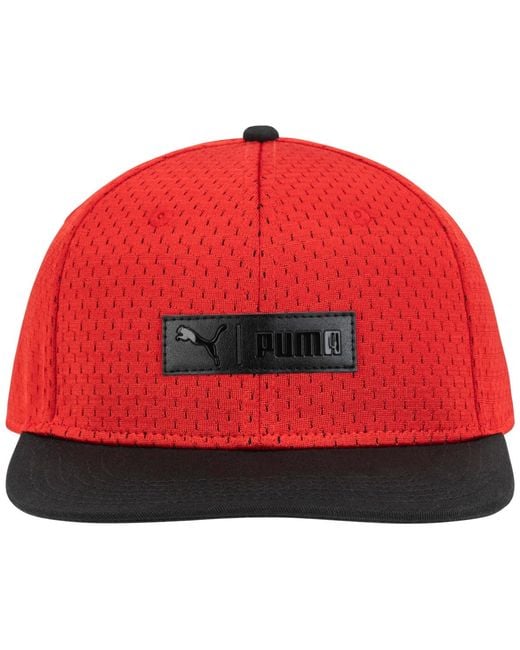 PUMA Red Jump Flat Brim Embossed Patch Hat for men