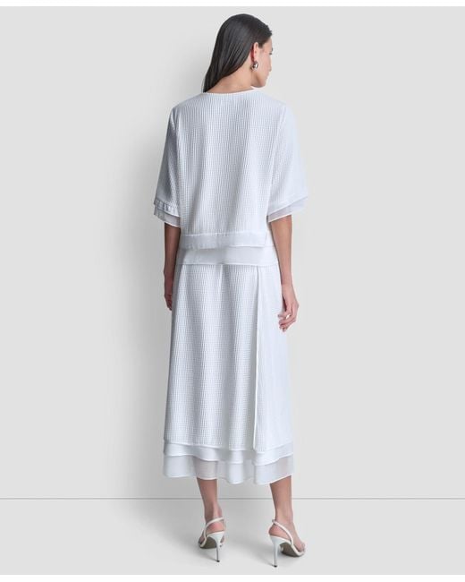 DKNY Blue Crew Neck Layered Top