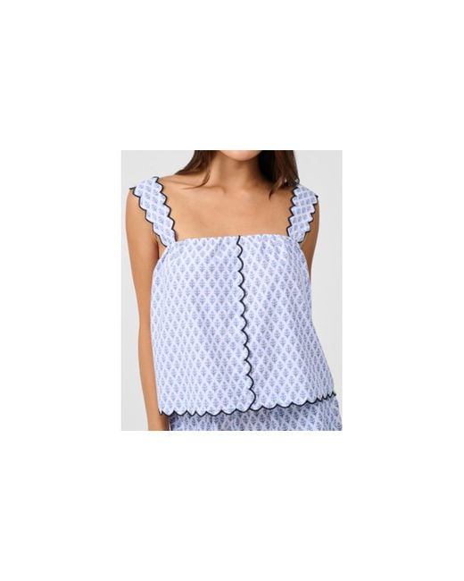 WeWoreWhat Black Scallop Button Front Tank Top