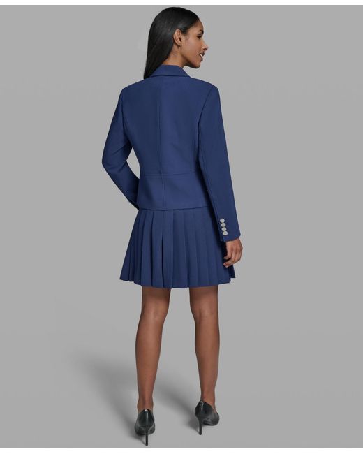 Karl Lagerfeld Blue 3-button Cropped Jacket