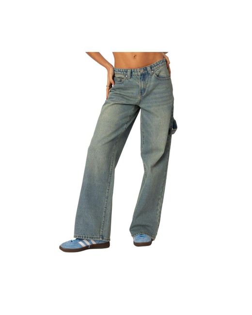 Edikted Carpenter Low Rise Jeans in Blue Lyst