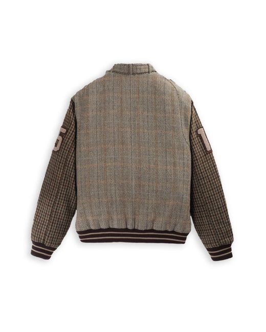 Members Only Brown Tweed Varsity Jacket for men