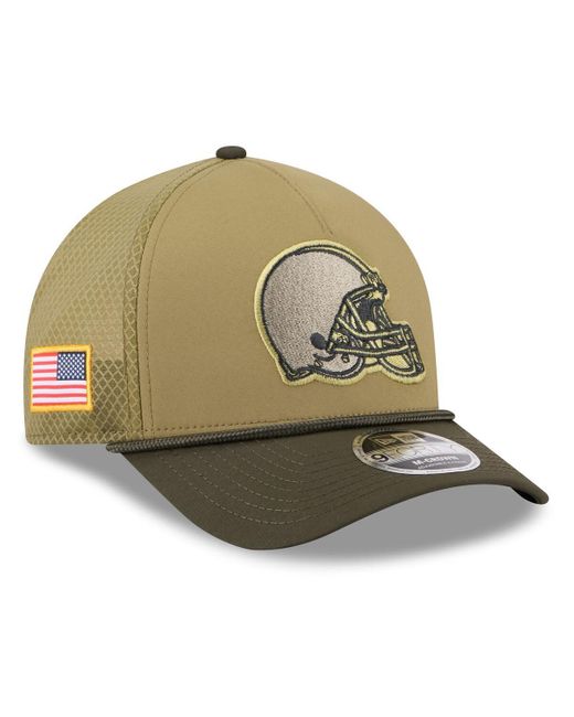 KTZ Green Cleveland Browns 2025 Salute To Service 9forty A-frame M-crown Adjustable Hat for men