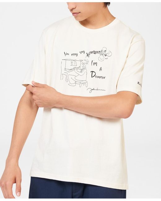 Ben Sherman White Lennon Estate Collaboration Dreamer Relaxed Fit T-shirt for men