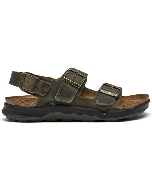 Birkenstock Brown Milano Crosstown Waxy Leather Two Strap Sandals From Finish Line for men