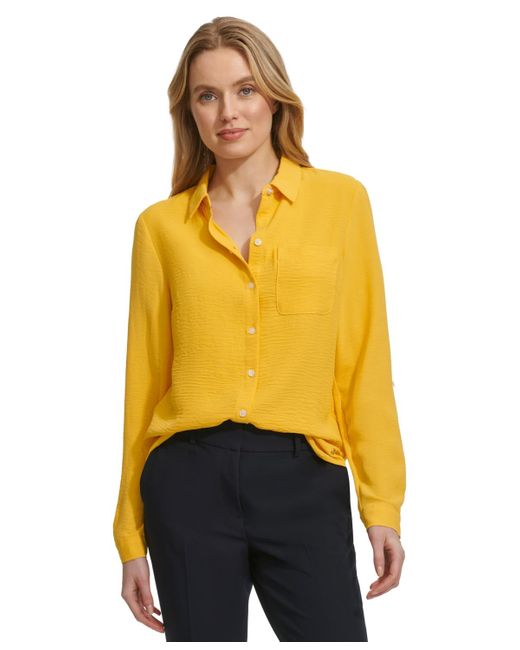 Tommy Hilfiger Yellow Collared Button-front Shirt