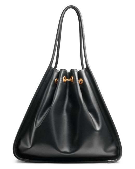 Donna Karan Black Plainview Chain Drawstring Tote Bag