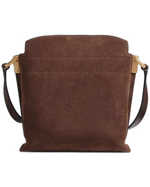 Donna Karan Brown Bridgehampton Python Suede Small Crossbody Handbag