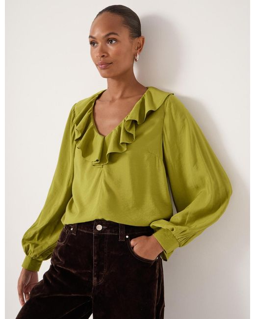 Hush Green Air Flow Ruffle Blouse