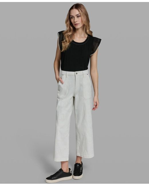 Karl Lagerfeld Gray Solid Ankle Pants