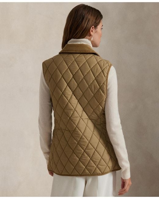 Polo Ralph Lauren Brown Corduroy-trim Quilted Vest
