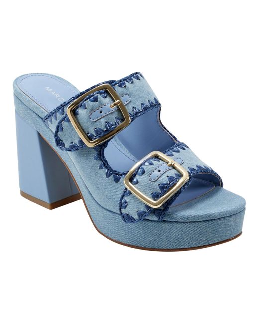 Marc Fisher Blue Dalen Block Heel Slip-on Dress Sandals