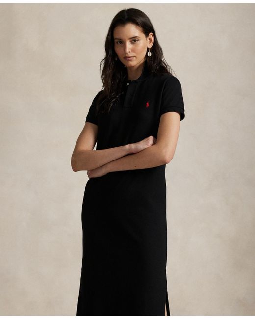 Polo Ralph Lauren Black Cotton Mesh Polo Dress