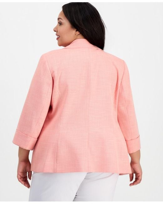 Kasper Pink Plus Size Notch-lapel One-button Blazer