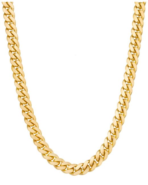 Macy's Metallic Solid Cuban Link 22" Chain Necklace In 14k Gold-plated Sterling Silver for men