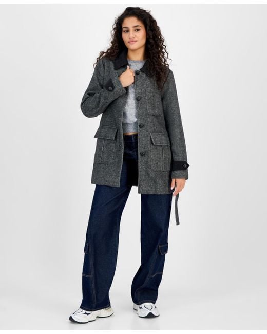 Steve Madden Blue Belted Single-breasted Jacket