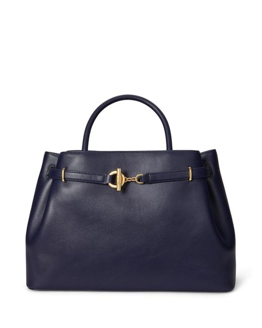 Ralph Lauren Blue Leather Blaike Satchel Bag