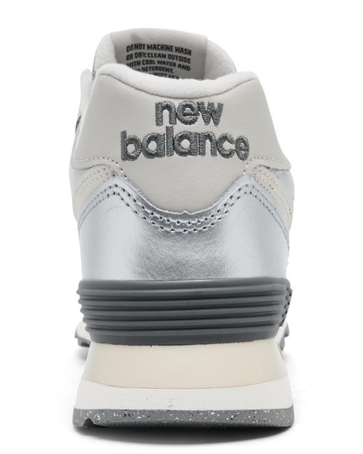 New Balance White 574 Metallic Casual Sneakers From Finish Line