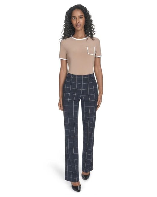 Tommy Hilfiger Blue Chloe Plaid Printed Bootcut Trousers