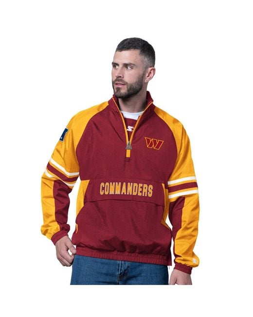 Starter Red Washington Commanders Prospect Half-zip Pullover Sweatshirt for men