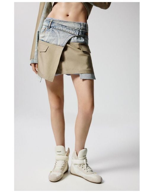 Desigual Multicolor Short Bimaterial Skirt