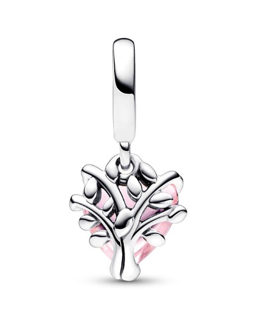 Pandora Pink Mixed Stone Family Tree Heart Dangle Charm