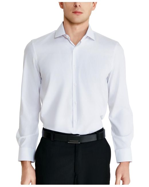 Tallia White Slim-fit Solid Poplin Dress Shirt for men