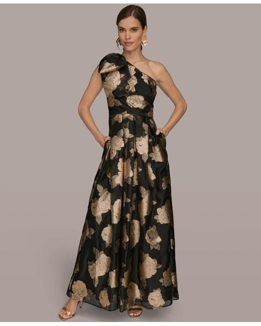 Donna Karan Multicolor One Shoulder Print Ball Gown