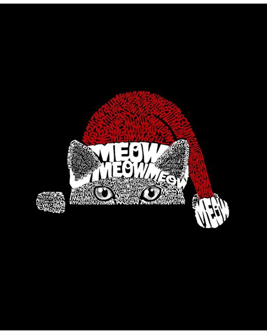LA Pop Art Black Christmas Peeking Cat Word Art Crewneck Sweatshirt for men