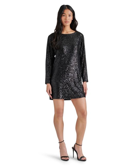 Steve Madden Black Ginger Sequined Mini Shift Dress