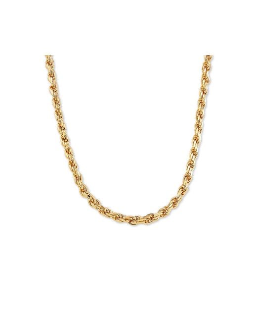 Macy's Metallic Rope Link 24" Chain Necklace In 18k Gold-plated Sterling Silver for men