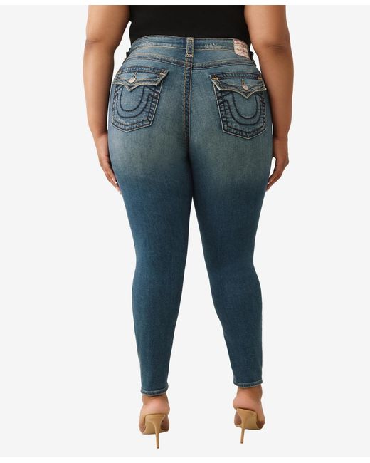 Plus Mid Rise TRUE RELIGION Plus Size Jennie Skinny Mid Rise Super T Jean in Blue | Lyst
