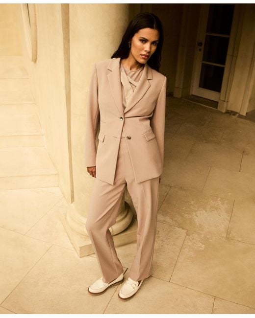 Anne Klein White Two-button Structured Stretch Blazer